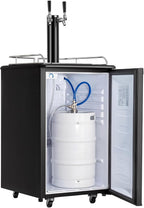 ROVSUN BF-152 Full Size 5.4 Cu.Ft, Beer Kegerator with CO2 Tank Included, Draft Beer Dispenser for Home Bar, 152L Beverage Refrigerator Direct Cool, Metal Cabinet, Dual Tap, Black