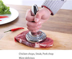 Dual Sided Meat Tenderizer Marinating Prep Tool,Manual Hammer Mallet Tool for Steak,Reversible Stainless Steel Base (Dual Sided Tenderizer)