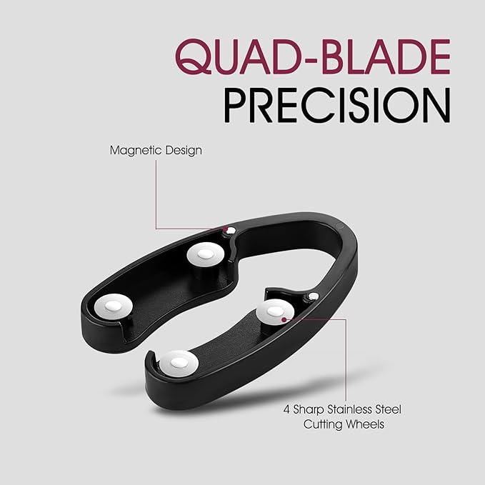GOBETTER 2 Pcs Wine Foil Cutter Magnetic Design, 4 Stainless Blades Foil Remover Wine Bottles Opener Accessory, Removes Foil Top Effortlessly for Wine Lovers, Black/Red