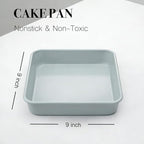 Non-Stick Square Cake Pan 9x9, Non-Toxic Lnorganic Ceramic Coating, Ceramic Square Baking Pan, Brownie Pan for Oven
