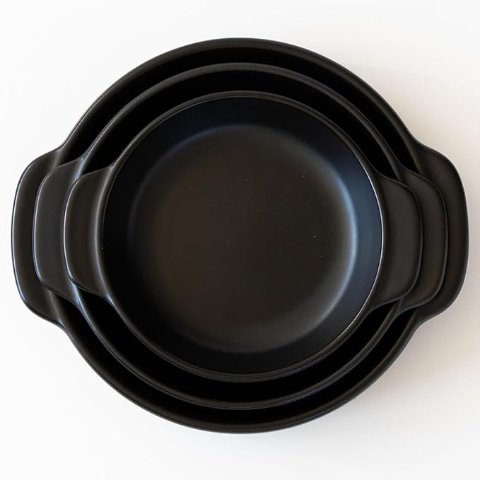 Santo Banko Ware Au Gratin Dish, Large, 22.0 fl oz (650 ml), Heat Resistant, Oven-safe, Direct Fire, Microwave, Dishwasher Safe, Stackable, Black, Made in Japan