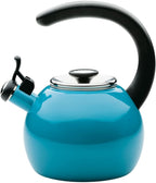 Circulon Enamel on Steel Whistling Induction Teakettle, Tea Kettle for Stovetop with Flip-Up Spout, 2-Quart, Turquoise