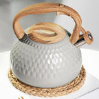 Tea Kettle, 2.7 Quart with Wood Pattern Handle Loud Whistle Food Grade Stainless Steel Teapot, Anti-Hot Handle and Anti-Rust, Suitable for All Heat Sources