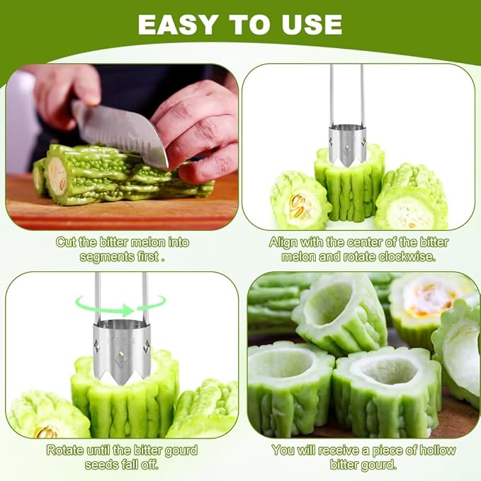 Pepper Corer Remover, Fruit Vegetable Stem Remover for Pepper Pear Tomato, Multifunctional Peppers Corer Practical Kitchen Gadget for Removing Vegetable Cores (COLOR:silver)