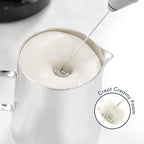 Powerful Milk Frother Handheld Foam Maker, Mini Whisk Drink Mixer for Coffee, Cappuccino, Latte, Matcha, Hot Chocolate, With Stand, Grey
