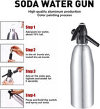 Soda Siphon, 1L Soda Maker Sparkling Water Maker Portable Soda Maker, Aluminium Carbonated Water Machine for Home Bar Making Cocktails DIY Sparkling Drinks, Use 8 gram CO2 Cartridges (Not Included)