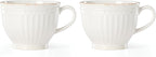 Lenox French Perle Groove 2-Piece Latte Mug Set, 2.30 LB, White
