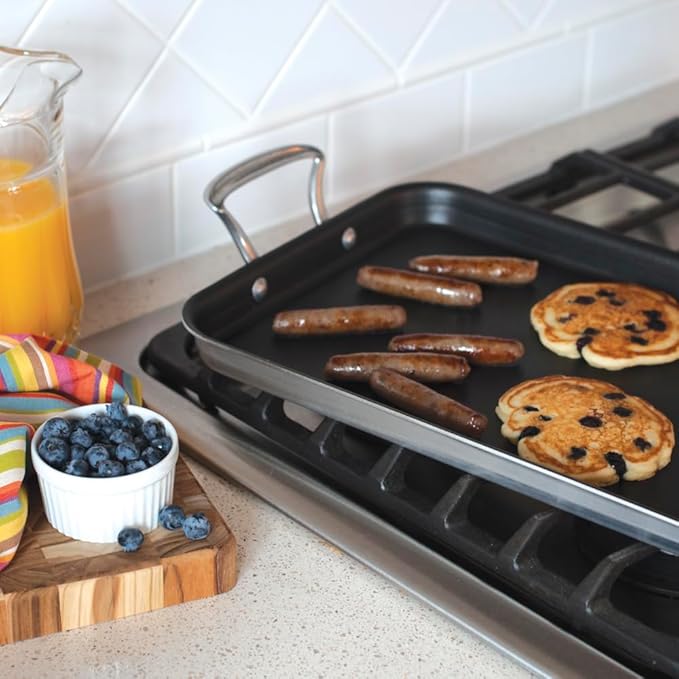 Nordic Ware Double Burner High-Sided Formed Griddle with 2 Oven Hot Pads