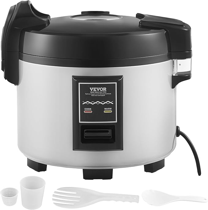 VEVOR Commercial Rice Cooker, 45-Cup Rice Cooker, 9.51 Qt / 9 Liter Large Rice Cooker and Warmer with Nonstick Inner Pot, Fast Cooking and 12-Hour Keep Warm, with Rice Cup and Paddle, for Restaurant