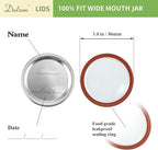 Dalzom® 72Pcs Canning Lids with 72Pcs Rings Wide Mouth, Premium Mason Jar Lids with Rings for Ball, Kerr Jars - Food Grade Material, 100% Fit & Airtight for Wide Mouth Mason Jars