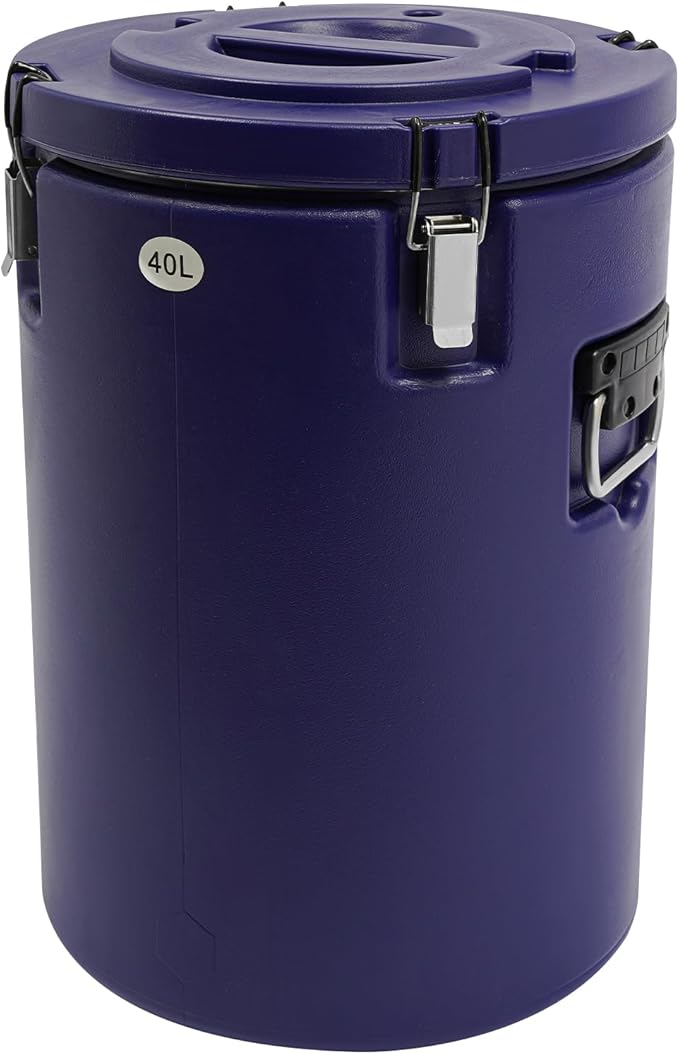 Eapmic 42.27Qt Insulated Food Container, Stainless Steel Container, 40L Commercial Soup Carrier 15 Hours Heat Preservation for Hot and Cold Food Storage Restaurant Canteen Home Lunch Use (Blue, 40L)