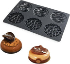 Silicone Mold, 6-Cavity Chocolate Mousse Cake Molds, Baking Mould for Desserts, Pastry, Candy, Non-Stick Food Grade Silicone Baking Pan (C_ Round)