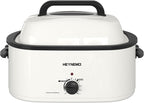 22 Quart Electric Roaster Oven with Visible & Self-Basting Lid, Large Turkey Roaster with Defrost Warm Function, Adjustable Temperature, Removable Pan Rack, Stainless Steel