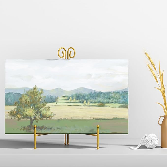 SVENJBB Plate Stand and Holder Display Stand 12 Inch, Gold Iron Picture Frame Stand for Display, Collapsible and Portable Easel Stand for Table (2 Pack)