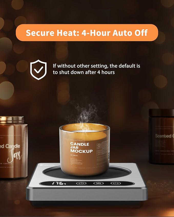 Maestri House ETL Listed Coffee Mug Warmer with 4 Temp Settings & 1-12 Hour Timer, Auto Shut Off for Desk, Smart Electric Beverage Warmer, Candle Melter for Home and Office (Gray)