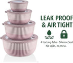 Mixing Bowls with Lids, 8-Piece Airtight Leak-Proof Nesting BPA-Free Bowl Set for Kitchen & Food Storage, Large 4200ml Capacity, Microwave & Dishwasher Safe