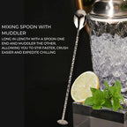 Nikita Cocktail Shaker, 5-Piece Martini Shaker & Bartender Kit with Bar Accessories Strainer, Jigger, Spoon & Muddler, Silver 16oz Drink Mixer with Bartender Accessories