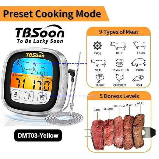 Multifunctional Digital Thermometer for Cooking,Food Thermometer+Thermometer Alarm+Kitchen Timer,Large Color Screen,Instant Read,Fast Response,grill bbq accessories,Kitchen Oven Meat Thermometer-DMT03