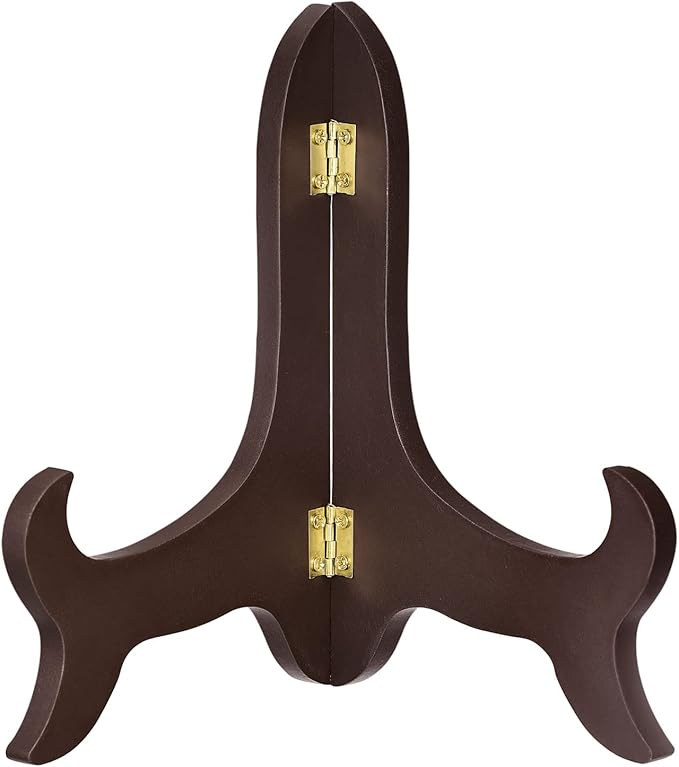 uxcell 8" Easel Plate Holder, Wooden Folding Display Stand Brown for Decorative Picture Frame