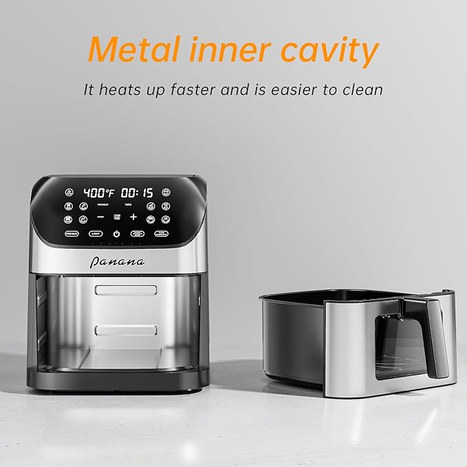 Panana Air Fryer 8.5QT For Quick Easy Meals, Compact Air Fryer with 10 Preset Function, Airfryer with Easy View Window, Adjustable Timer And Temperature, LED Display and Touch Control, 1700W