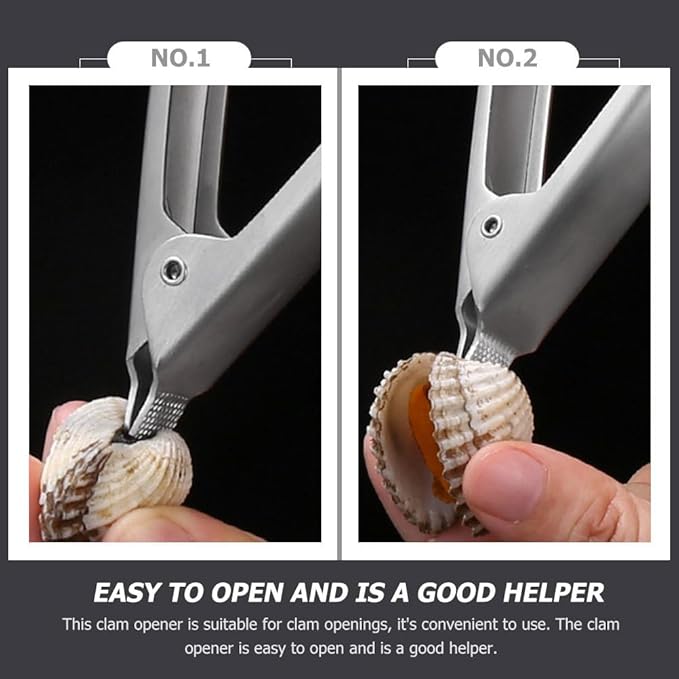 Hemoton Stainless Steel Clam Opener 5 Inch Seafood Tool with Ergonomic Handle for Easy Shellfish and Oyster Opening Kitchen Gadget