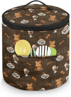 Coffee Print Electric Pressure Cooker Storage Bag Insulated Cloth Cover Electric Pressure Cooker Bag Insulation Bag with Front Pocket