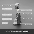 Gemilai Electric Conical Burr Coffee Grinder, Coffee Bean Grinder with Smart 60S Timer, 60 Precise Adjustable Grind Settings for Espresso, 2-12 Cup, Easy to Clean, Durable & Quiet, G9010B Grey