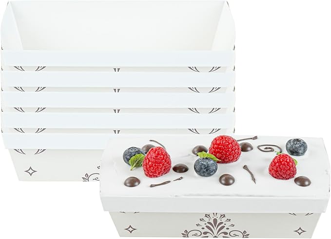Restaurantware Loaf Pan 100 Pack of 13 oz Paper Baking Mold Bread Baking Mold Disposable Design Oven-Safe Greaseproof Ideal for Quick Breads and Pound Cakes