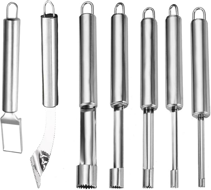 Fruit and Vegetable Corer Tool, Multi-Function Stainless Corer and Pitter Remover Set for Apple, Chili Kernel Remover Fruit Slicer for Kitchen