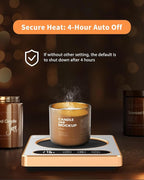 Maestri House ETL Listed Coffee Mug Warmer with 4 Temp Settings & 1-12 Hour Timer, Auto Shut Off for Desk, Smart Electric Beverage Warmer, Candle Melter for Home and Office (Gold)