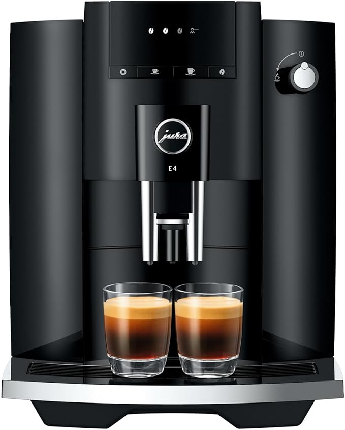 Jura E4 Automatic Coffee Machine (Piano Black) with CLEARYL Smart+ Water Filtration, 6 Cleaning Tablets and East Coast Blend Whole Bean Coffee (4 Items)