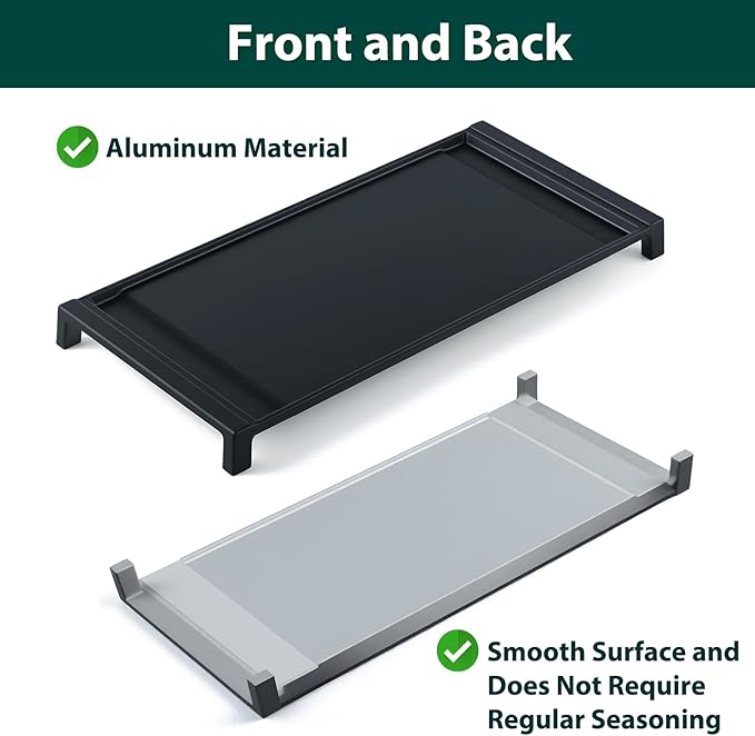 Upgraded Aluminum WB31X24738 WB31X49806 Griddle Replacement Parts for GE Gas Stove Non-stick Appliance Griddles 19.5’’ x 9’’ GE JGBS66REKSS JGBS66REK3SS 30In Center Range Cooktop Griddle Pan Plate