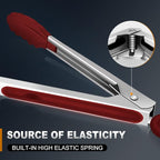 EDDEAS Tongs For Cooking - 7",9" and 12 inch Kitchen Tong with Silicone Tip,Heat Resistant 600 Degrees Metal Locking Tongs - for cooking,Salad and Barbecue,Red Set of 3