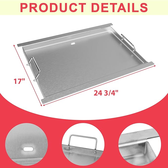 Upgrades Full-Size Griddle Inserts for Ninja PG300 Series Grill Accessories, Stainless Steel Sizzle Griddle Plate for Ninja FlexFlame Grills, for Flex Flame XSKHLFGRIDLE Accessories, 24"x17''