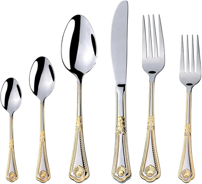 75-Pc Luxury Flatware Set for 12 w/Storage Case 24K Gold Premium Dining Cutlery Service - 18/10 Surgical Stainless Steel Silverware Hostess Serving Set in a Chest