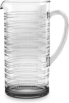 Beaded 95 oz Durable Acrylic Pitcher with Handle, Shatter-Resistant and Dishwasher-Safe Indoor/Outdoor Ice Tea Jug for Juice, Lemonade, Milk, Coffee, Cold or Hot Beverages - Clear