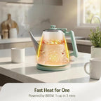 Hazel Quinn Electric Kettle - 1L/34oz Small Tea Kettle, 800W Fast Boil, All 304 Stainless Steel Interior, Double Wall for Cool Touch and Thermal, Auto Shut-Off, BPA-Free, Cordless - Mint Green