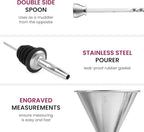 Cocktail Shaker Set 7-Piece, Bar Tools Stainless Steel Bartender Kit, with All Bar Accessories, Cocktail Strainer, Double Jigger, Bar Spoon, Bottle Opener, Pour Spouts