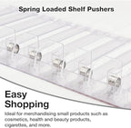 15-Pack Spring-Loaded Shelf Pushers Kit, 15in for 29–38 oz Products – Automatic Retail Display Organizer for Gondola & Store Shelves