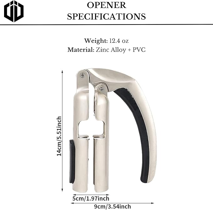 Imbibe & Indulge - Champagne Opener Tool and 2 Sparkling Wine Stopper - Zinc Alloy Champagne Opener, Ergonomic Lever Design + 2 Airtight Stoppers - Sparkling Wine Bottle Stopper, Champagne Accessories