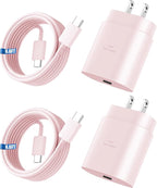 Super Fast Charger Type C, 25W USB C Wall Charger Fast Charging for Samsung Galaxy S25 Ultra/S25/S25+/S24+/S24 Ultra/S24/S24+/S23 Ultra/S22 Ultra/S21 Ultra with 6.6FT Long Type C Charger Cable 2Pack