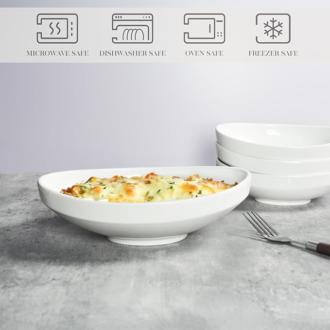 Au Gratin Baking Dishes 9'' x 6'', 28 OZ Ceramic Oval Baking Dish for Single Serving, Individual Casserole Dishes Oven Safe, Set of 4 Oval serving bowl for food, Side Dishes, Salad, Pasta