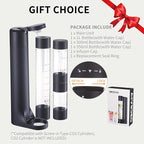 Sparkling Water Machine Soda Maker Beverage Drink Dispenser for Home, Soda Streaming with 1L BPA Free Bottle, 2 Portable Bottle for travel, Seltzer & Carbonator Srew-in 60L CO2 (NOT Included), Black