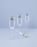 Lenox Glassware, Holiday Decal Flutes, Set of 4, 11-Ounce Capacity, Made From Glass, Flutes, Drinking Glasses Set, Home And Kitchen, Champagne Flute, Champagne Glasses (Clear, 4 Piece)