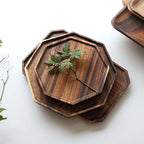 Set of 2 Acacia Wood Charcuterie Boards Round Wooden Serving Tray Fruit Platter Decor Trays Serving Ware Food Dish Serving Platters Christmas Cheese Board Square Party Trays Plate Hosting Essentials