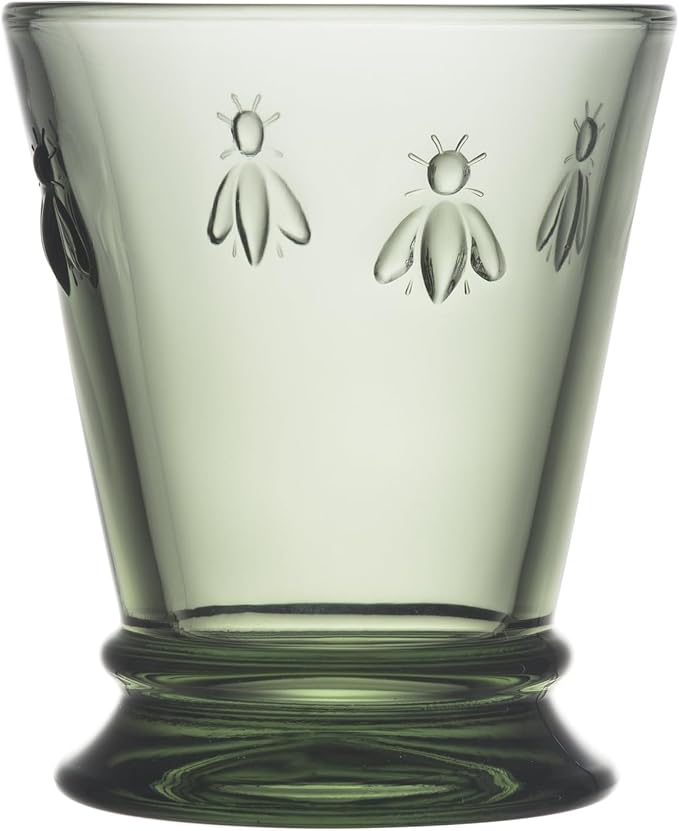 La Rochere Napoleon Bee Green Tumbler Set of 6 – La Rochere Bee Glassware Sets – Fancy Glassware Drinking Glasses (9 oz)