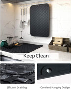 AMOAMI-Dish Drying Mats for Kitchen Counter-Silicone Dish Drying Mat-Kitchen Dish Drying Pad Heat Resistant Mat-Kitchen Gadgets Kitchen Accessories Kitchen Small Appliances(16" x 18", BLACK)