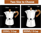 MORDEN MS Moka Pot, Stovetop Espresso Maker 6 Cup/10 OZ Italian Coffee Maker Camping Coffee Pot Manual Cuban Coffee Percolator for Cappuccino or Latte- White