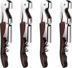4 Pieces Professional Waiter Corkscrew Wine Openers,Wine red Wine Keys Opener Stainless Steel Hinges Serrated Foil Cutter for Restaurant Waiters, Sommelier, Bartenders (Wine red)