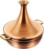 Stainless Steel Moroccan Tagine Pot, Large Moroccan Tajine Casserole with Cone-Shaped Lid, Non Stick Tagine Cooking Pot with 2 Handles(28cm/11in, Gold)